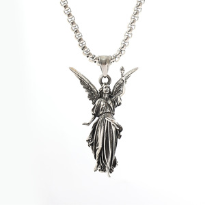 yunnique Stainless Steel Angel Pendant Necklace Unisex Retro Fashion Jewelry Wings Design JD215 - Product Image 1