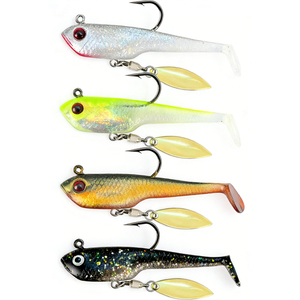 TGD <span class=keywords><strong>Meilleur</strong></span> lot de 6 leurres souples en PVC avec jig en plomb, leurres artificiels de 65 mm 12 g avec cuillère métallique coulante pour la pêche au bar, à la truite et au brochet - Product Image 1