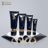 Emballage cosmétique personnalisé, tube ovale pour fond de teint 30ml 50ml 100ml, emballage noir personnalisé de luxe, tube en plastique pour nettoyant visage