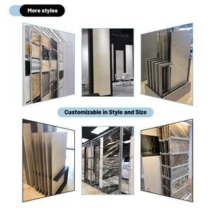 高品质推拉式哑光层压瓷砖展示架，带可调节耐用的大理石花岗岩金属框架展示架 - Product Image 5