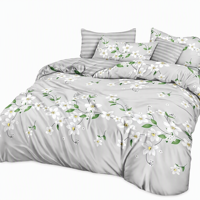 Parure de lit élégante grise à motifs floraux en polyester, housse de couette 160x200 200x220cm, stock Pologne, livraison directe UE