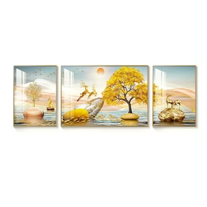Toile imprimée arbre doré porcelaine cristal moderne grande <span class=keywords><strong>peinture</strong></span> abstraite d'art mural avec cadre - Product Image 6