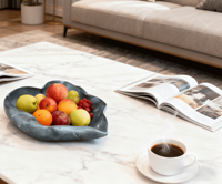 Plateau à fruits en marbre naturel de forme irrégulière poli moderne de haute qualité pour le salon et la cuisine