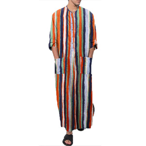 Robe musulmane à col montant pour homme, Thobe <span class=keywords><strong>d</strong></span>écontracté de couleur unie, Vêtement ethnique du Moyen-Orient, Grande taille, Vêtement islamique en polyester - Product Image 6