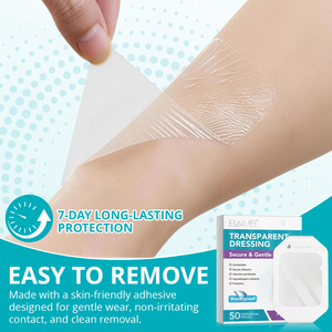 ELAIMEI 50 Paquetes de Parches Transparentes de Adhesión Segura para Cuidado de Heridas, Apósito Transparente de Alginato Plateado para Heridas - Product Image 6