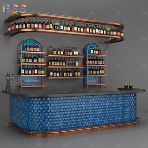 Mostrador de <span class=keywords><strong>Bar</strong></span> azul en forma de U moderno contemporáneo personalizado mosaico de lujo bebida comercial Wine Club Cafe restaurante <span class=keywords><strong>Bar</strong></span> mostrador - Product Image 2