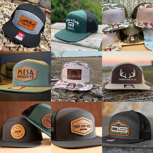 Venta al por mayor de cuero personalizado parche logotipo bordado en blanco Richardson 168 plano Bill gorra 7 paneles Snapback malla gorras de camionero - Product Image 2