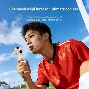 Mini Foldable Handheld Fan With Usb Charging Led Flashlight 3600Mah Battery for Outdoor Football Theme & Office - Product Image 4