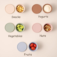 Contenants en silicone pour aliments pour bébés, lot de 6, 4 oz, ensemble de rangement pour collations pour bébés, gobelets d'alimentation pour bébés étanches et anti-fuites, compatibles congélateur et micro-ondes