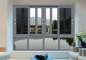 Marco para ventanas y puertas, vidrio de aluminio residencial con parrillas, pantalla deslizante de doble acristalamiento, precio de aluminio, marco de ventana deslizante