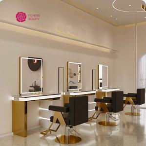 Yicheng Beauty 2024 Precio de descuento de fábrica espejo de maquillaje ligero salón peluquería muebles Barbero espejo de China - Product Image 5