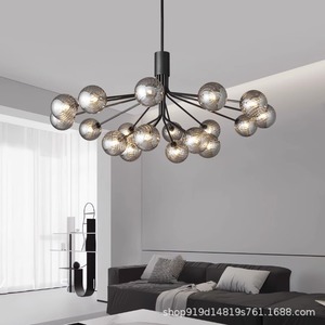 โคมไฟระย้าทองแดงสไตล์วินเทจแบบฝรั่งเศส โคมไฟหรูหราสำหรับห้องนั่งเล่นและห้องรับประทานอาหาร โคมไฟแก้วเมจิกบีนแบบอเมริกัน - Product Image 5