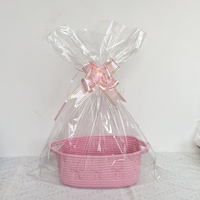 Petit panier de rangement en corde de coton écologique tressé pour usage quotidien, idéal pour cadeaux, en vrac, avec poignées et sac à ruban