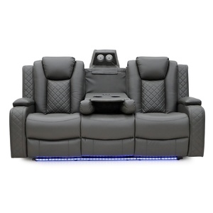 Set <span class=keywords><strong>Sofa</strong></span> <span class=keywords><strong>Recliner</strong></span> Elektrik Kulit Modern Geeksofa Furniture dengan Konsol & Meja Lipat untuk Ruang Tamu - Product Image 2