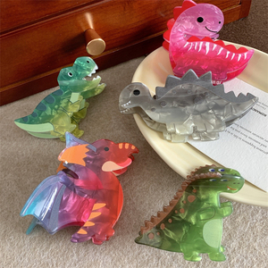 Pinces à cheveux d'animaux en acrylique de créateur, pinces à cheveux colorées et mignonnes de <span class=keywords><strong>dinosaure</strong></span> pour femmes et filles, accessoires de cheveux - Product Image 5