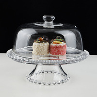 Serveur de gâteau en verre Transparent rond Sushi spectacle assiette fruits pain biscuits présentoir avec couverture Restaurant vaisselle de mariage