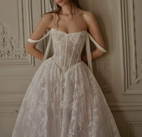 Robe de mariée blanche en dentelle plissée, col cœur, traîne longue, robe de soirée élégante