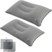 2'li Paket Ultra Hafif A4 Boyutunda Şişirilebilir Seyahat Yastığı, Seyahat, Tatil Gezisi, Yürüyüş için Küçük Kareli Flok Kumaşlı Hava Yastığı