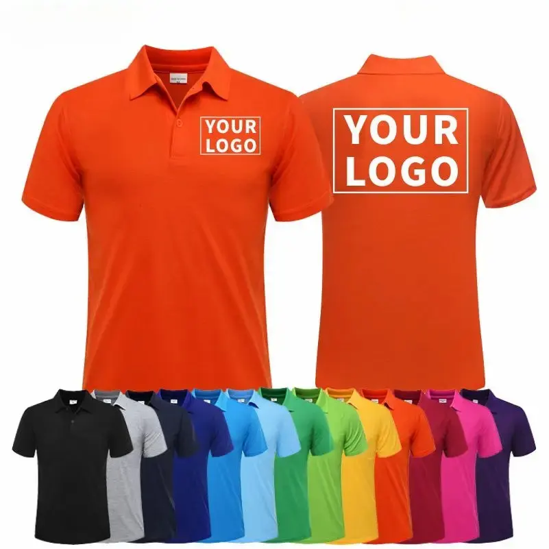 Yaz rahat kısa kollu örme pike Polo üniforma gömlek T-shirt erkek kadın için özel Logo nakış baskı
