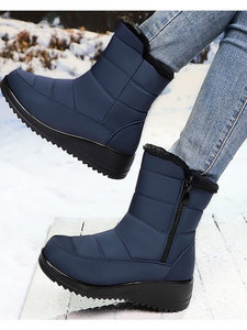 รองเท้าบูทหิมะสำหรับผู้หญิง กันน้ำ ระบายอากาศได้ดี บุขนอุ่น รองเท้าบูทข้อสั้น พื้นรองเท้า EVA หนา กันลื่น เหมาะสำหรับกิจกรรมกลางแจ้ง สวมใส่สบาย - Product Image 3