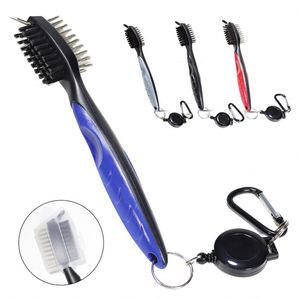 Cepillo de limpieza de doble cara para palos de golf ABS, cepillo de cerdas portátil, accesorio de limpieza para golf - Product Image 4
