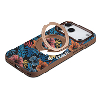Étui de téléphone magnétique rotatif avec béquille, motif hibiscus tropical en liège, personnalisable OEM/ODM, compatible avec les séries Apple