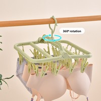 Séchoir rotatif double barre à 360 degrés, multi-pinces, pour vêtements, sous-vêtements et chaussettes, pliable, pour la maison, vente en gros
