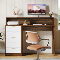 Bureau à domicile moderne 47 pouces petite table d'ordinateur bureau d'angle en bois de haute qualité avec 5 tiroirs support de moniteur Portable réglable