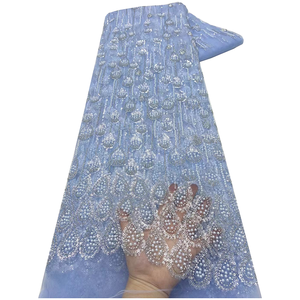 NI.AI高品质串珠蕾丝面料奢华蕾丝面料花式薄纱亮片面料珍珠婚纱 - Product Image 3