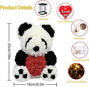 Ours en roses artificielles, ours en fleurs <span class=keywords><strong>éternel</strong></span>les, coffret cadeau pour la Saint-Valentin, la fête des mères, un anniversaire, une remise de diplôme, avec lumière LED - Product Image 5