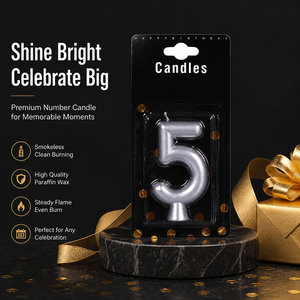 ホットセール 誕生日おめでとう 数字キャンドル シルバーカラー パラフィンワックス 無煙 ケーキキャンドル - Product Image 4