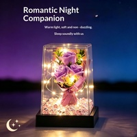 CHUANGXUN Lampe de nuit LED en forme de rose artificielle, vase de fleurs éternelles, cadeau personnalisé pour le festival Qixi, design moderne et simple