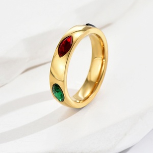 Bague en acier inoxydable avec zircon ovale brillant de couleur or, tendance et très vendue, pour les mariages romantiques et les fêtes - Product Image 3