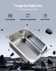 OV0006 Set di 6 Vaschette in Acciaio Inox per Cottura a Vapore, Formato 1/2, Profondità 4 Pollici, Antiaderenti, per <span class=keywords><strong>Ristoranti</strong></span> e Catering - Product Image 5