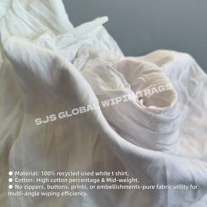 Trapos de Limpieza de Algodón 100% para Uso Industrial, Trapos de Camiseta Blancos Reciclados de 35-60 CM - Product Image 4