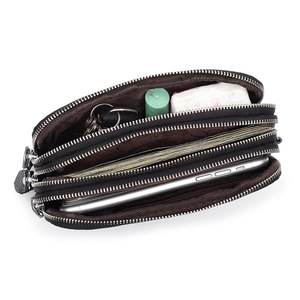 Mini Cartera de cuero genuino RFID de lujo para mujer con cremallera, bolso de mano, funda larga para teléfono móvil, monedero, forro de poliéster - Product Image 2