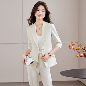 Women's Suit Set Three Quarter Sleeve Lightweight Breathable Office Lady Business Leisure Wear - Product Image 1