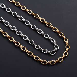 Collier chaîne ovale large en acier inoxydable fait main de 6,5 mm pour femmes et hommes, style punk hip-hop, choker épais couleur or, bijoux en métal - Product Image 3