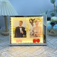 Lámpara de Mesa con Marco de Fotos e Iluminación LED, para Regalo, Adorno, Luz Nocturna Ambiental para Interiores, Decoración para Bodas, Fiestas, Escritorio, Mesita de Noche