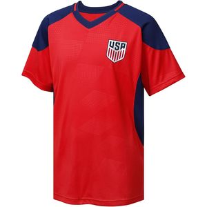 Camiseta Deportiva de Manga Corta con Cuello en V para Niños de la Federación de Fútbol Estadounidense FOXA, Ropa Deportiva que Absorbe la Humedad - Product Image 1