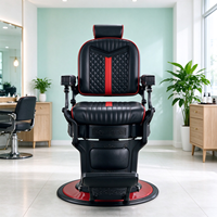 Fauteuil de Barbier Hydraulique Professionnel en Cuir PU avec Base Métallique et Repose-Pieds Unique, Conception Portable pour Hôtels et Salons Commerciaux