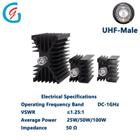 Dispositif de charge passif coaxial RF UHF mâle DC vers 1 GHz, 25W 50W 100W 50 Ohm, pour bancs d'essai et laboratoires