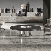 Table basse moderne laquée pour projet hôtelier européen, en panneau haute densité avec base métallique, couleur personnalisée, OEM pour salon de villa
