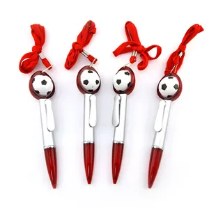 Custom Logo New Design Multicolor Plastic Football shaped Pen rope 0.5mm Press Ballpoint pen for Promotion school