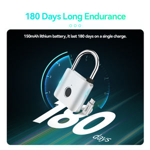 OEM ODM tuya app control smart lock cadenas usb-c rechargeable IP65 cadenas d'empreinte digitale étanche pour l'extérieur avec clé de secours - Product Image 3