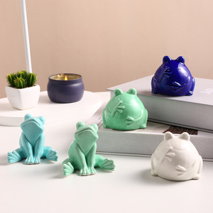Figuras de ranas de cerámica Suo Jun, decoración de animales en miniatura para el hogar, escritorio, adorno para acuario, estilo minimalista moderno - Product Image 1