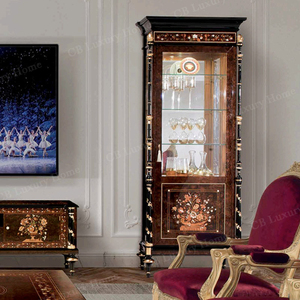 Vitrina de Lujo Real de Una Puerta, Tallada a Mano en Madera y Vidrio, para el Hogar, Sala de Estar - Product Image 5