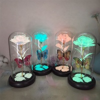 Cadeaux créatifs pour la Saint-Valentin, rose en or 24 carats avec lumière LED, rose galaxie dans un dôme en verre, cadeau unique pour femmes
