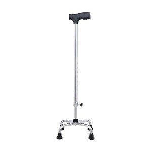 Stainless Steel Four Legged Cane Height Adjustable <b>Walking</b> Aid For Elderly Support - Product Image 2