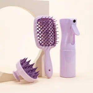 Pettine a cuscino d'aria per denti da donna per capelli con cuscino d'aria per massaggio a pettine a spruzzo multicolori Set a pettine cavo